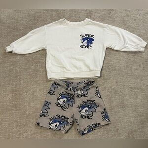 H&M Toddler Boy Sonic the Hedgehog Shirt & Short Marching Set 3T